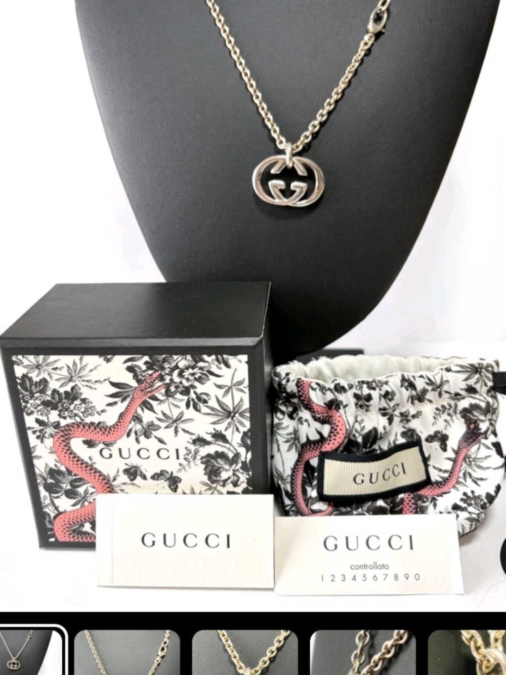 Gucci Silver Interlocking G Logo Necklace with Chain